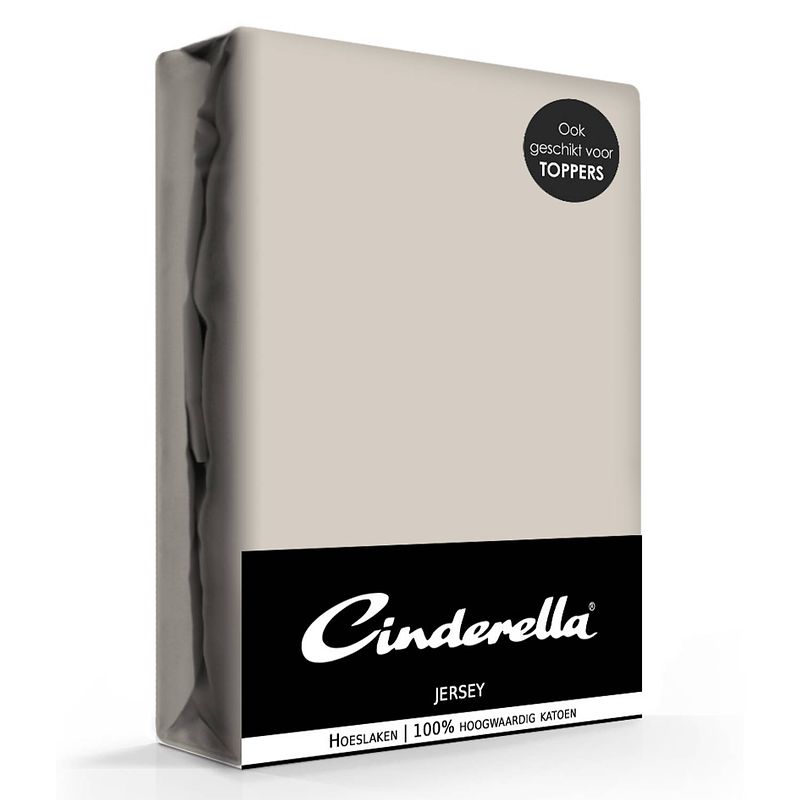 Foto van Cinderella jersey hoeslaken taupe-180 x 210/220 cm