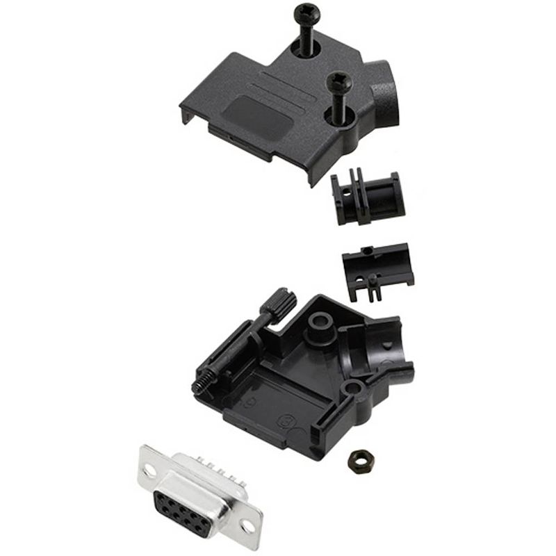 Foto van Tru components tcd45pkp09dmsk 7709368 d-sub female connectorset 45 ° aantal polen: 9 soldeerkelk 1 stuk(s)