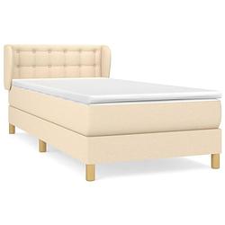 Foto van The living store boxspringbed - crème - 203 x 93 x 78/88 cm - pocketvering matras - middelharde ondersteuning -