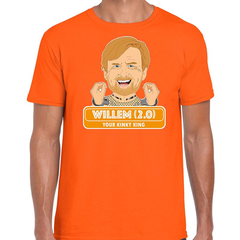 Foto van Oranje koningsdag t-shirt - kingky king - voor heren l - feestshirts