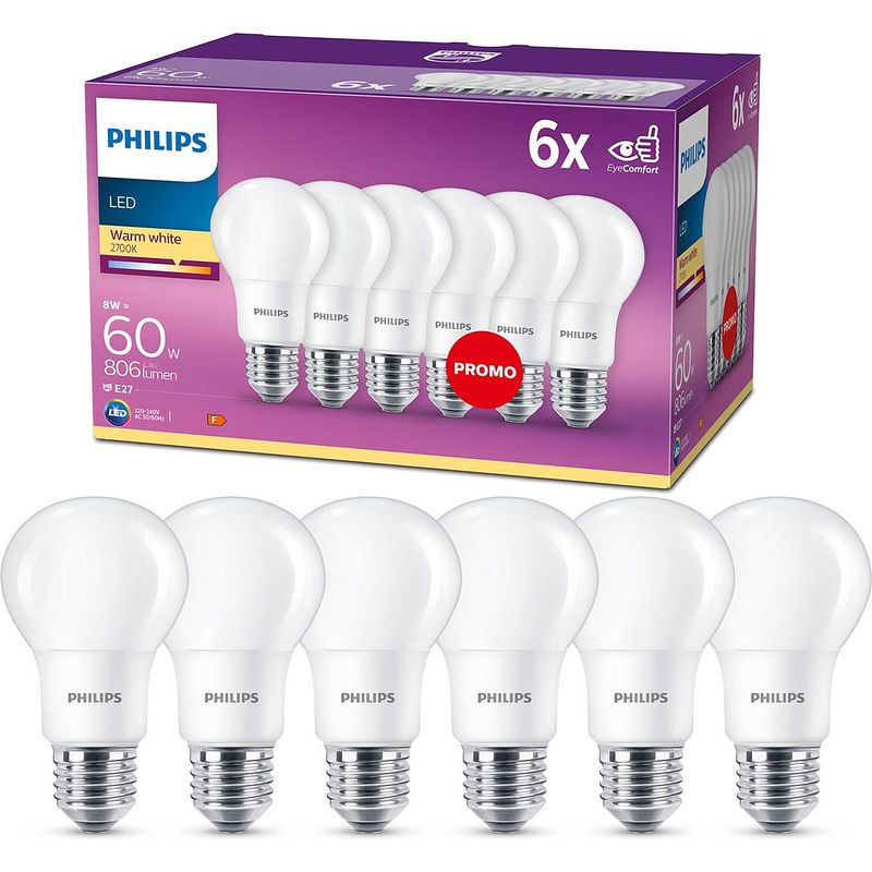 Foto van Philips corepro e27 a60 led 10.5w 830 warm wit 3000k a+ vervangt 75w