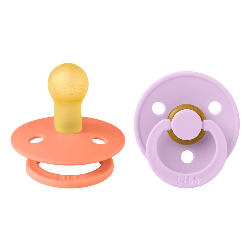 Foto van Bibs - colour pacifier - stage 1 fopspeen - 0+ maanden - 2 stuks - papaya / violet sky