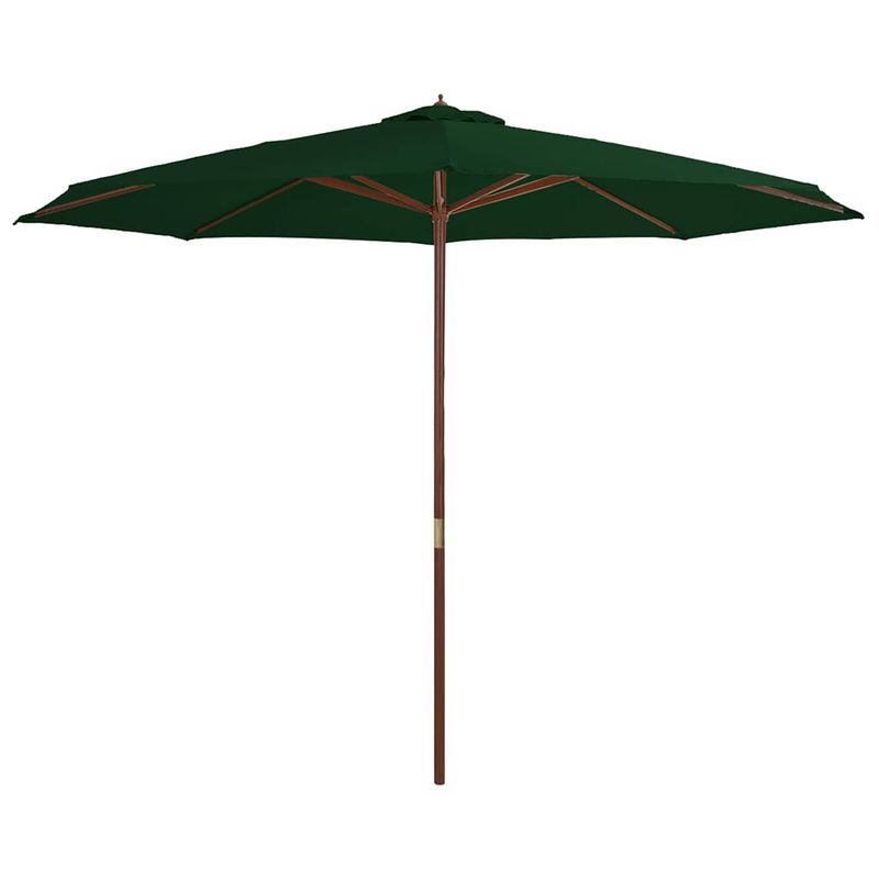 Foto van Vidaxl parasol met houten paal 350 cm groen