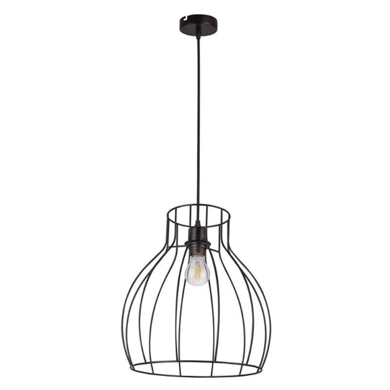 Foto van Industriële hanglamp mina - l:35cm - e27 - metaal - zwart