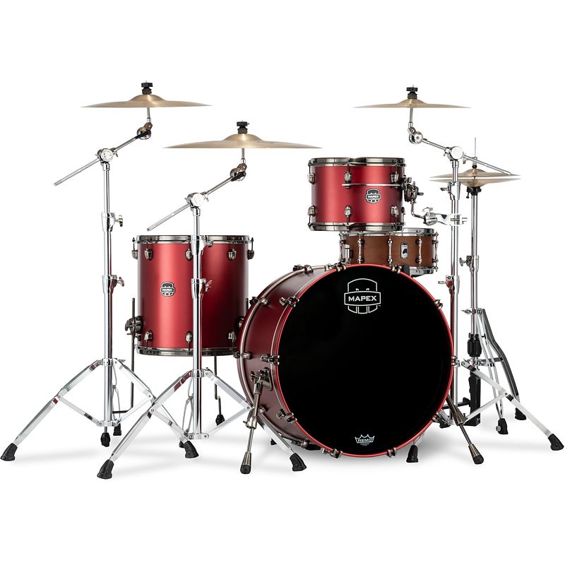 Foto van Mapex se446xhbpa saturn evo. hybrid rock powerhouse tuscan red 3d. shellset