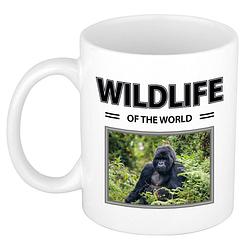 Foto van Gorilla aap mok met dieren foto wildlife of the world - feest mokken