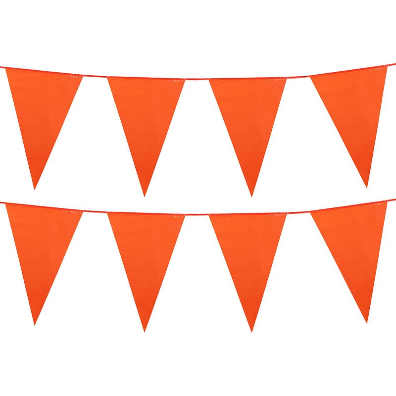 Foto van Oranje vlaggenlijn - 2x - 25 meter - 40 vlaggen - kunststof - vlaggenlijnen