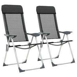 Foto van Vidaxl campingstoelen inklapbaar aluminium zwart 2 st