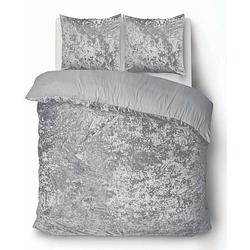 Foto van Isleep dekbedovertrek crushed velvet - licht grijs - 2-persoons 200x200/220 cm