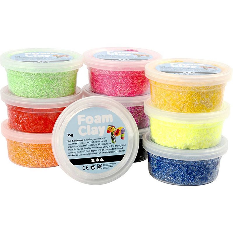 Foto van 10x knutsel foam clay klei gekleurd 35 gram - klei