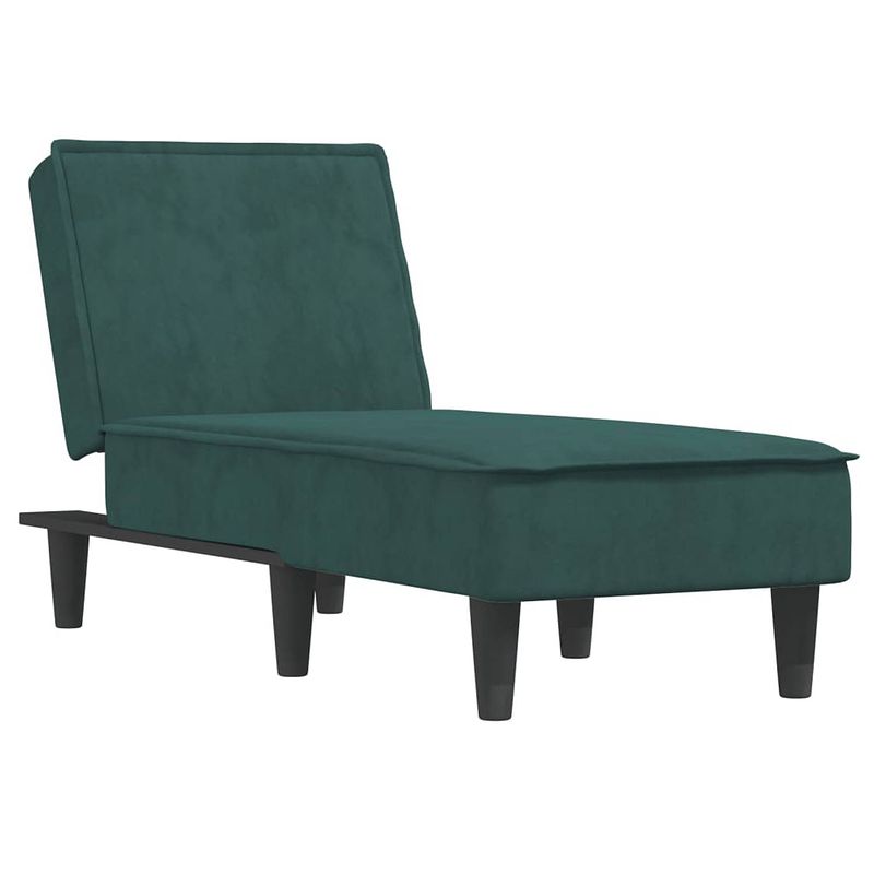 Foto van The living store verstelbare chaise longue - fluweel - donkergroen - 55x140x70 cm - multifunctioneel