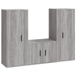 Foto van The living store tv-meubel set grijs sonoma eiken - 2x 40x34.5x100 cm + 1x 57x34.5x40 cm