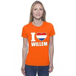 Foto van Oranje i love willem shirt dames - oranje koningsdag/ holland supporter kleding xs