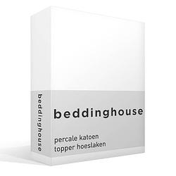 Foto van Beddinghouse percale katoen topper hoeslaken - 100% percale katoen - lits-jumeaux (160x200 cm) - white