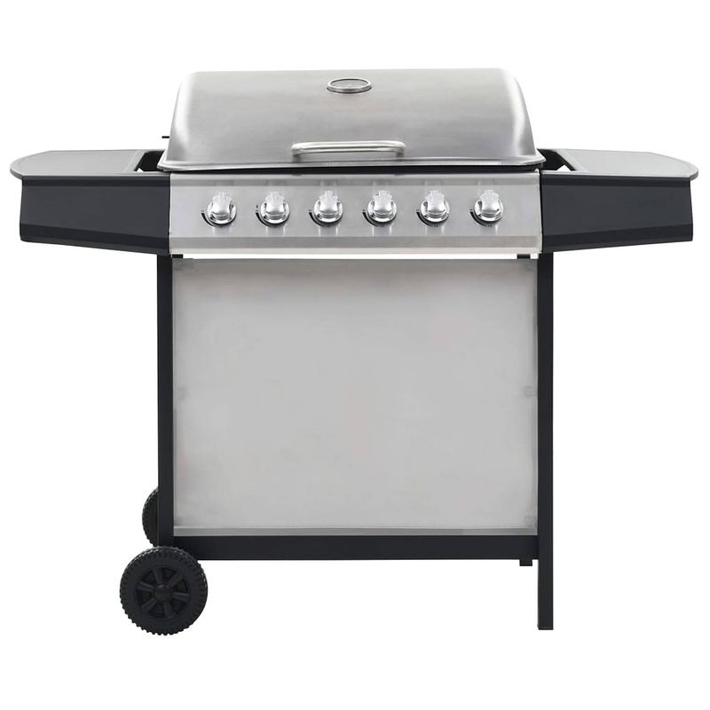 Foto van The living store gasbarbecue - 6 branders - 112x54x98 cm - roestvrij staal en gepoedercoat staal