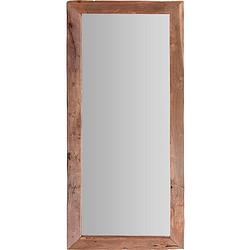 Foto van Spiegel/wandspiegel - teak hout - bruin - rechthoek - 100 x 70 cm - spiegels