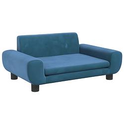 Foto van The living store hondenbank comfortabel blauw fluweel - 70x45x33 cm - max - 50 kg (draagvermogen)