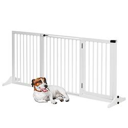 Foto van Hondenhek - honden hek - dog barrier - traphekje zonder boren - traphek - b113-166 x h71 cm - wit