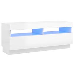 Foto van The living store tv-meubel hifi hoogglans wit - 100 x 35 x 40 cm - rgb led-verlichting