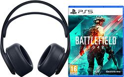 Foto van Battlefield 2042 ps5 versie met sony pulse 3d headset midnight black