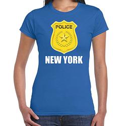 Foto van New york politie / police embleem t-shirt blauw voor dames 2xl - feestshirts