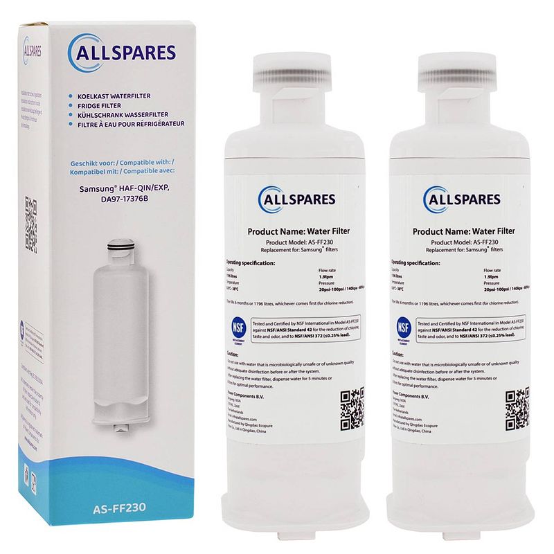 Foto van Allspares waterfilter voor koelkasten (2x) geschikt voor samsung da97-17376b