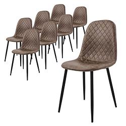 Foto van Ml-design eetkamerstoelen set van 8, bruin, keukenstoel van kunstleer woonkamerstoel met rugleuning gestoffeerde stoel