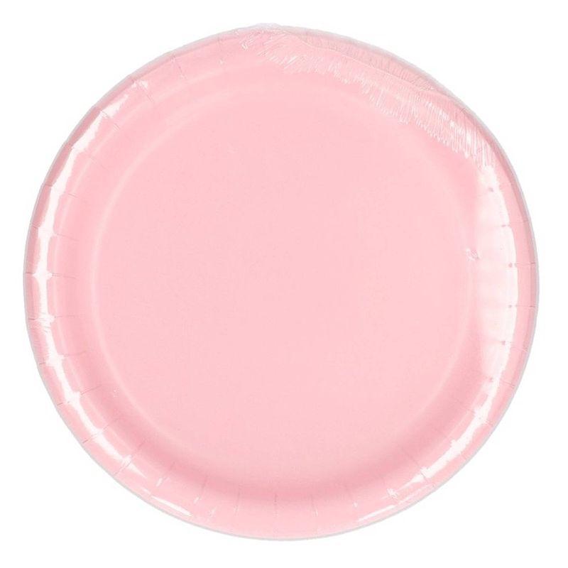 Foto van 40x pastel roze wegwerp bordjes van karton 23 cm - feestbordjes