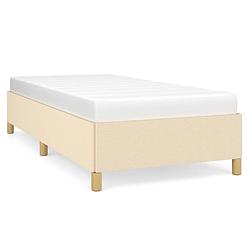 Foto van The living store bedframe - duurzaam - bedframe - afmeting- 203 x 103 x 35 cm - kleur- crème - materiaal- stof -