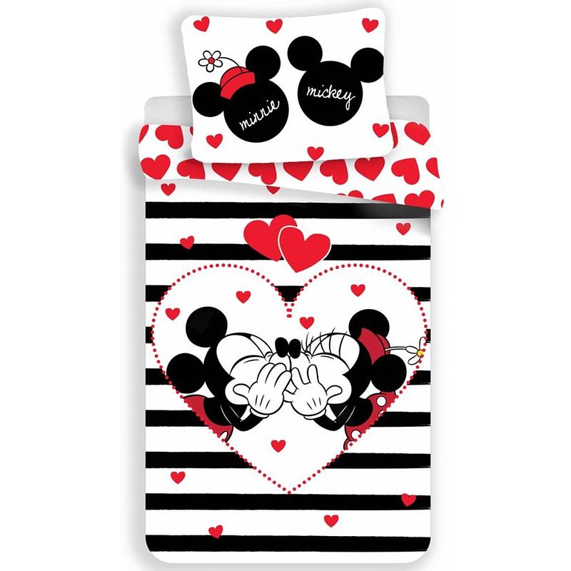 Foto van Dekbedovertrek- disney minnie mouse stripe- eenpersoons-140x200 cm - multi