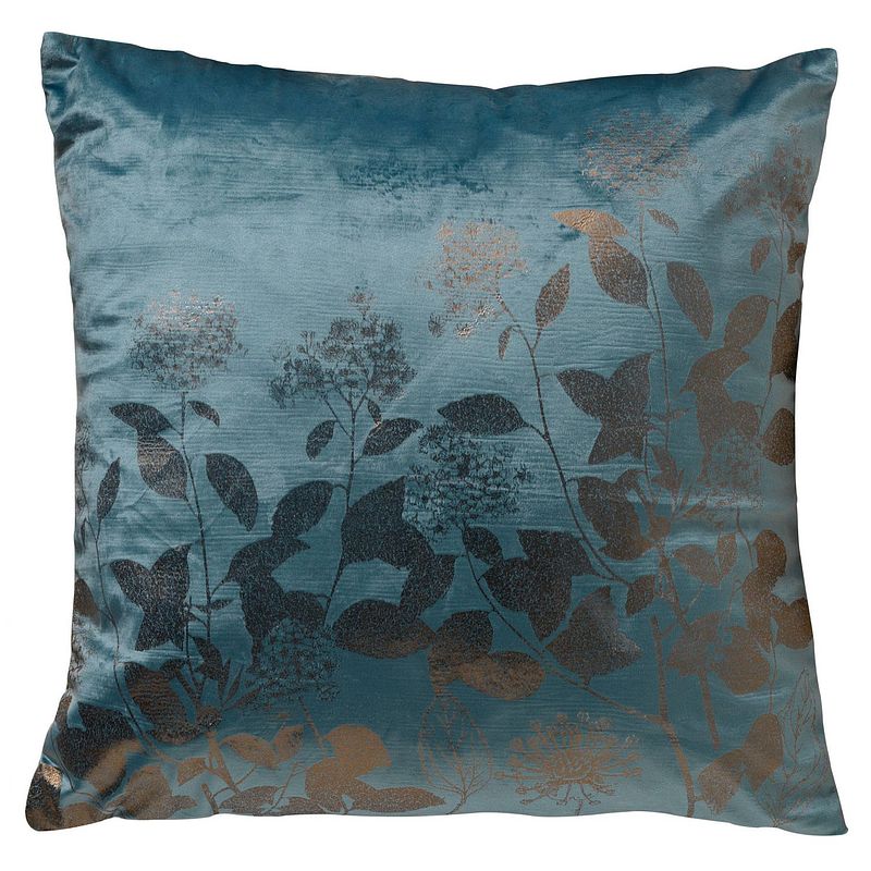 Foto van Dutch decor rosalie - kussenhoes met bloemenpatroon 45x45 cm sagebrush green - velvet - groen - groen