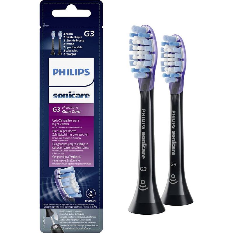 Foto van Philips sonicare hx9052/33 opzetborstel voor elektrische tandenborstel 2 stuk(s) zwart