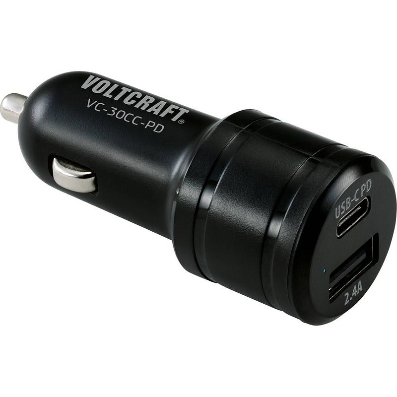 Foto van Voltcraft vc-30cc-pd vc-30cc-pd usb-oplader auto 2 x usb, usb-c bus usb power delivery (usb-pd)