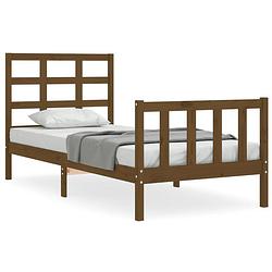 Foto van The living store massief grenenhouten bedframe - 195.5 x 95.5 x 100 cm - honingbruin