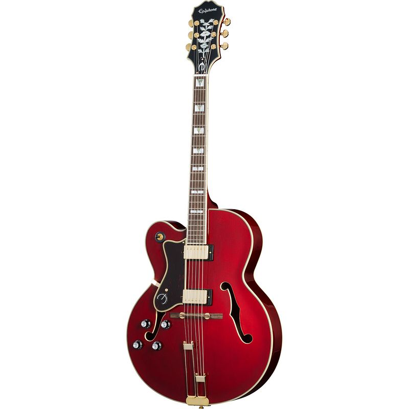 Foto van Epiphone original collection broadway lh wine red linkshandige semi-akoestische gitaar met premium gigbag