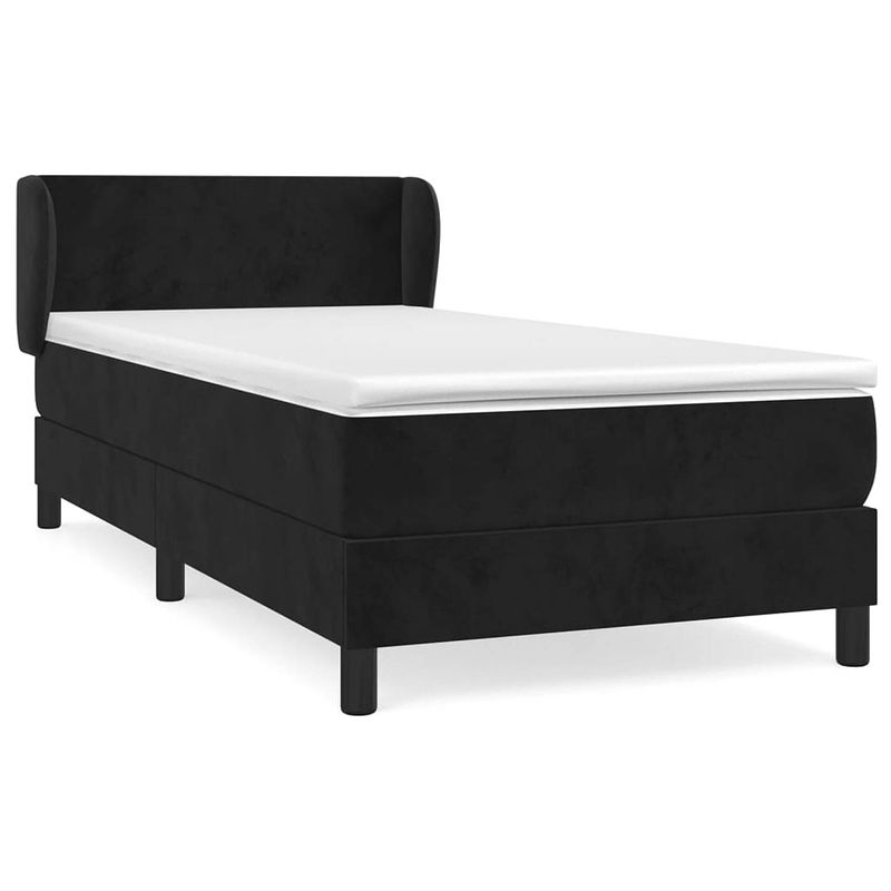 Foto van The living store boxspringbed - zwart fluweel - 203 x 93 x 78/88 cm - pocketvering matras - middelharde ondersteuning -