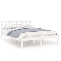 Foto van The living store bedframe grenenhout - wit - 205.5 x 185.5 x 31 cm - comfortabel en stijlvol