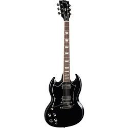 Foto van Gibson modern collection sg standard lh ebony linkshandige elektrische gitaar met softshell koffer