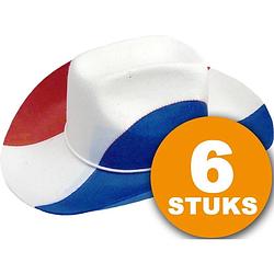 Foto van Oranje feesthoed 6 stuks oranje hoed rood-wit-blauw feestartikelen oranje hoofddeksel feestkleding ek/wk voetbal