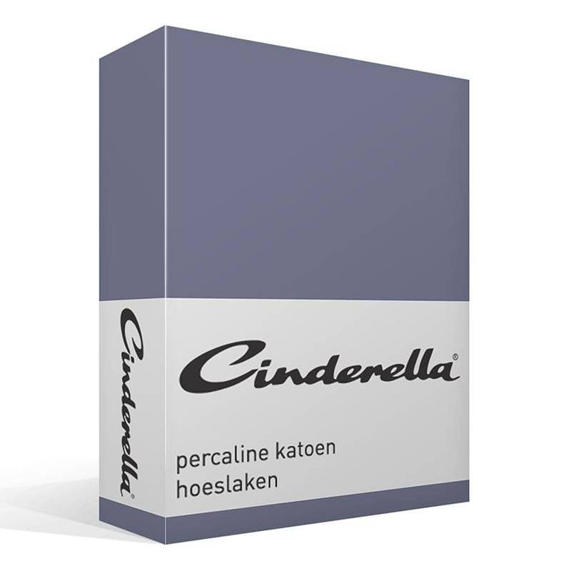 Foto van Cinderella basic percaline katoen hoeslaken - 100% percaline katoen - lits-jumeaux (160x200 cm) - dark blue