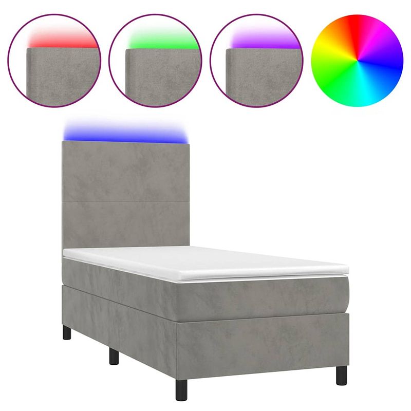 Foto van The living store bed - - 203x90x118/128cm - fluweel - led