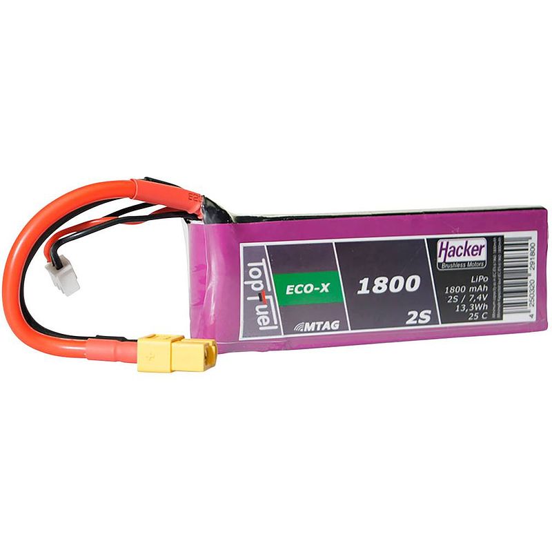 Foto van Hacker lipo accupack 7.4 v 1800 mah aantal cellen: 2 25 c softcase xt60