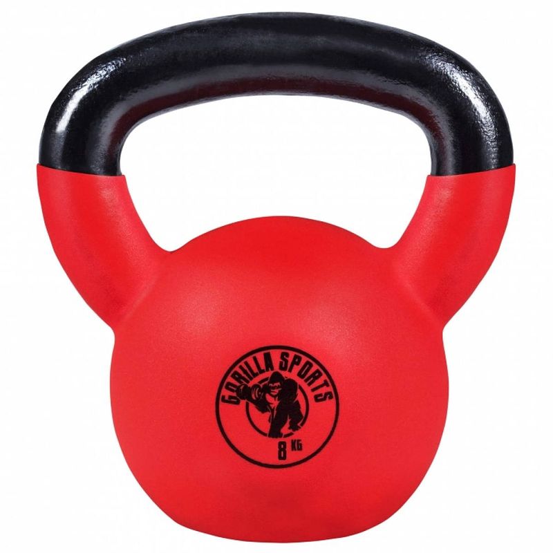 Foto van Gorilla sports kettlebell - gietijzer (rubber coating) - 8 kg