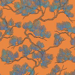 Foto van Dutch wallcoverings behang pine tree blauw en oranje
