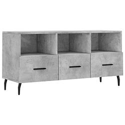 Foto van The living store televisiekast betongrijs - 102 x 36 x 50 cm - trendy design - 3 vakken en 3 lades - bewerkt hout en