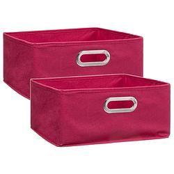 Foto van Set van 2x stuks opbergmand/kastmand 14 liter framboos roze linnen 31 x 31 x 15 cm - opbergmanden