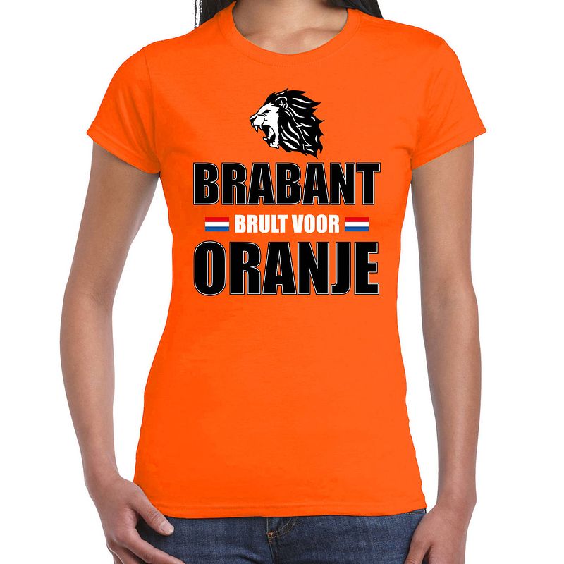 Foto van Oranje ek/ wk fan shirt / kleding brabant brult voor oranje voor dames 2xl - feestshirts