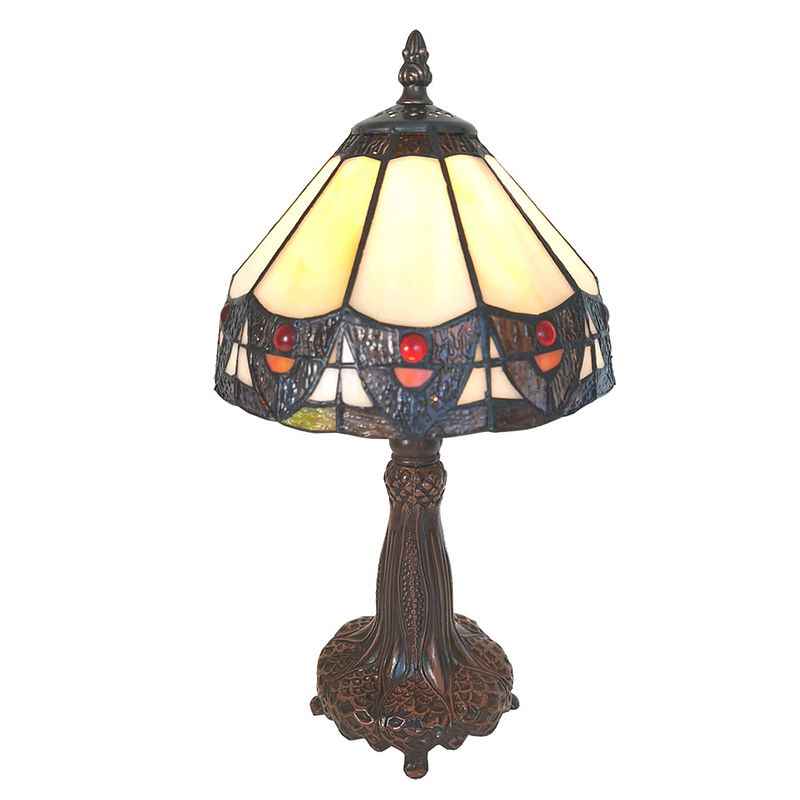 Foto van Lumilamp tiffany tafellamp ø 20*34 cm beige kunststof glas tiffany bureaulamp tiffany lampen glas in lood beige