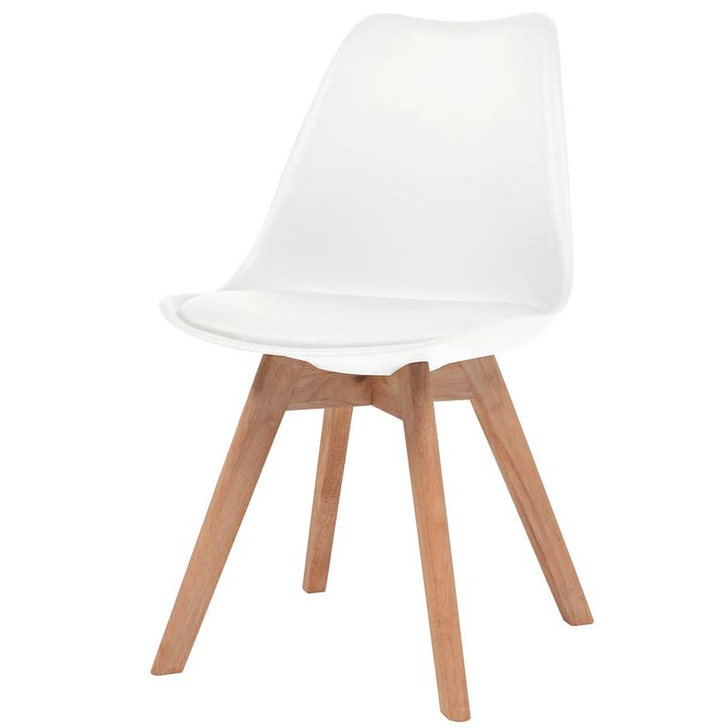 Foto van The living store eetkamerstoelen - kunstlederen zitting - 48x53x83cm - wit - set van 4