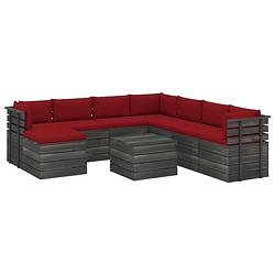 Foto van Vidaxl 9-delige loungeset pallet met kussens massief grenenhout